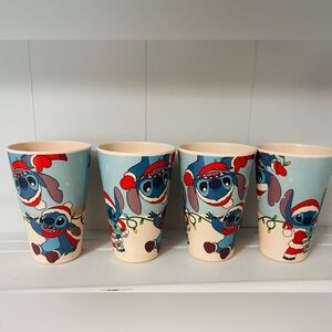 Lilo & Stitch Christmas Bamboo Tumbler Cups Set of 4- 16 oz Disney